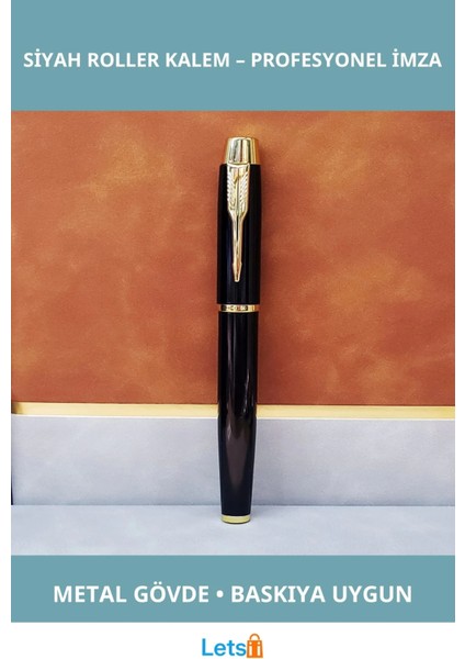 Metal Siyah Roller Tükenmez Kalem Şık ve Dayanıklı