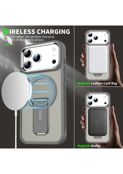 iPhone 17 Pro Max Için Manyetik Standlı Kılıf, Magsafe ile Uyumlu, Mat Arka, Darbeye Dayanıklı Telefon Kılıfı, Gri (Yurt Dışından) fiyatları
