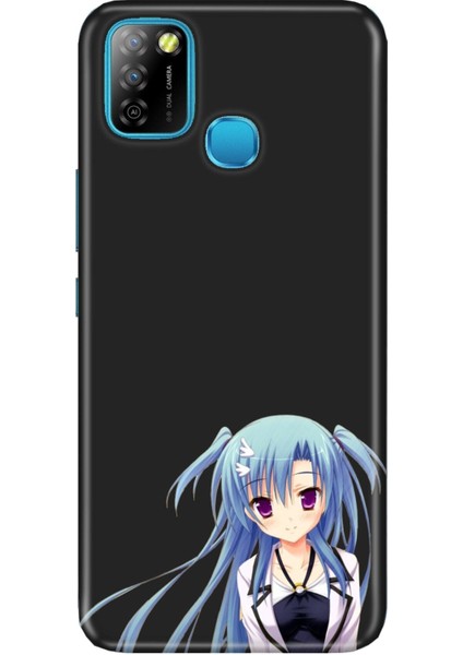 Infinix Smart 5 Kılıf Silikon Tioserisi Desenli Resimli - Mavi Anime Kız