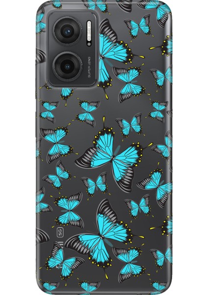 Xiaomi Redmi 10 5g Kılıf 0.4mm Silikon Desenli Mavi Kelebek