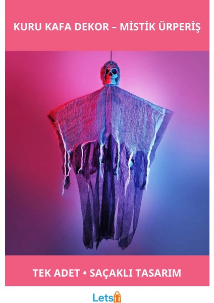 Ürpertici Kuru Kafa Hayalet Dekor Saçaklı Süs