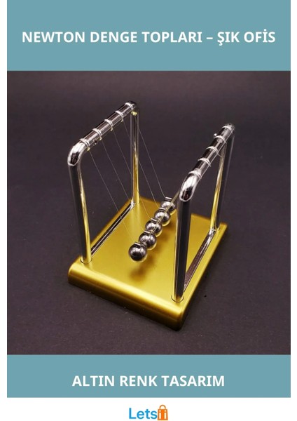 Şık Altın Renk Mini Boy Newton Balans Ofis Dekoru