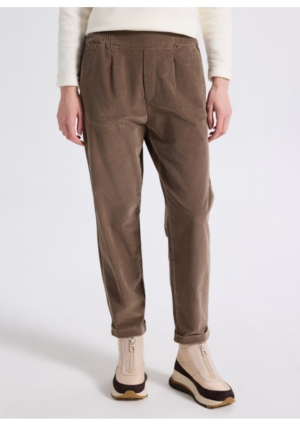 D5WL-PNT3449 Açık Kahve Relaxed Düz Kadın Pantolon modelleri