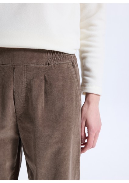 D5WL-PNT3449 Açık Kahve Relaxed Düz Kadın Pantolon fırsatları