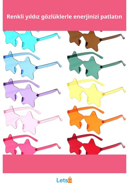 Yıldız Şekilli Çerçevesiz Parti Gözlüğü 6 Renk 6 Adet fiyatları