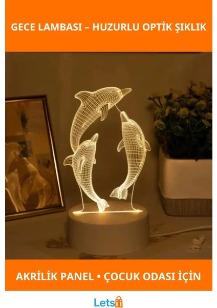 Yunus Tasarımlı 3D Gece Lambası USB Aydınlatma