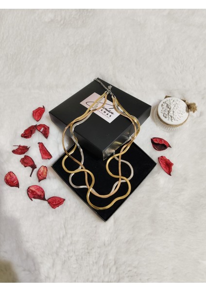 3 Renkli Italyan Zincir Çoklu Kolye modelleri