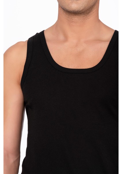 Erkek Pamuklu Ribana Kalın Askılı Atlet | Siyah K0113 fırsatları