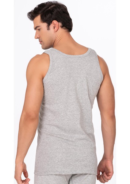 Erkek Pamuklu Ribana Kalın Askılı Atlet | Gri Melanj K0113 modelleri