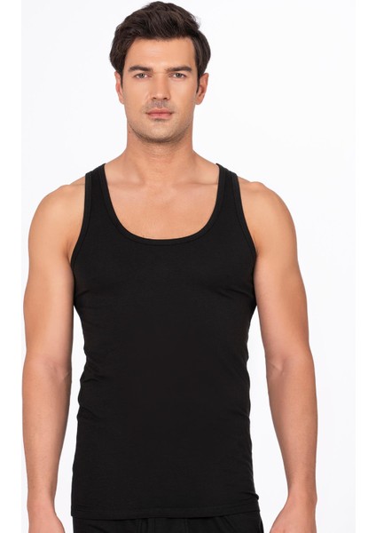 Erkek Pamuklu Modal Esnek Atlet Siyah | K10852