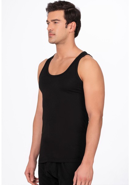 Erkek Pamuklu Modal Esnek Atlet Siyah | K10852 modelleri