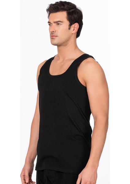 Erkek Pamuklu Penye Süprem Atlet | Siyah K0050 fırsatları