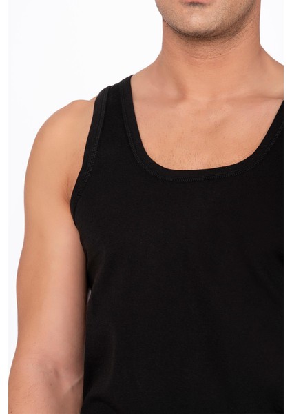 Erkek Pamuklu Penye Süprem Atlet | Siyah K0050