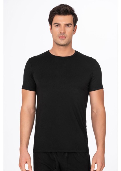 Erkek Pamuklu Modal Tişört Fanila | Siyah K11144