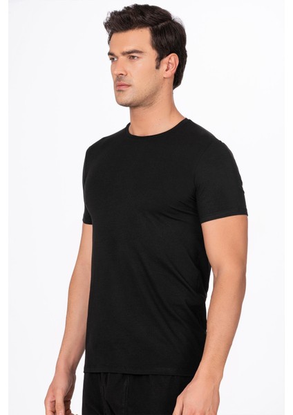 Erkek Pamuklu Modal Tişört Fanila | Siyah K11144 modelleri
