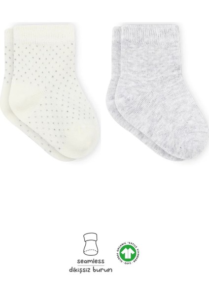 Puan Derby Penye Soket Çorap 2'li Gri Ekru