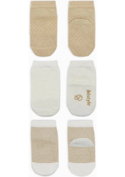 Puanlı Kaymaz Penye Soket Çorap 3'lü Bej fiyatları