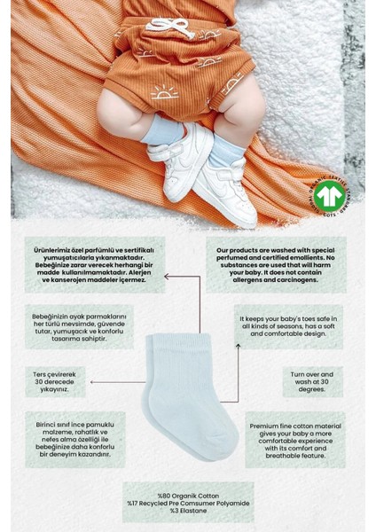 Organik 2li Puan Derby Penye Soket Çorap Mavi Ekru fiyatları