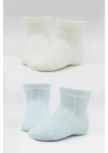 Organik 2li Puan Derby Penye Soket Çorap Mavi Ekru indirimleri