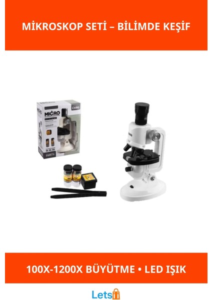 100X 400X 1200X Büyütme Kapasiteli LED Aydınlatmalı Eğitim ve Deney Mikroskobu