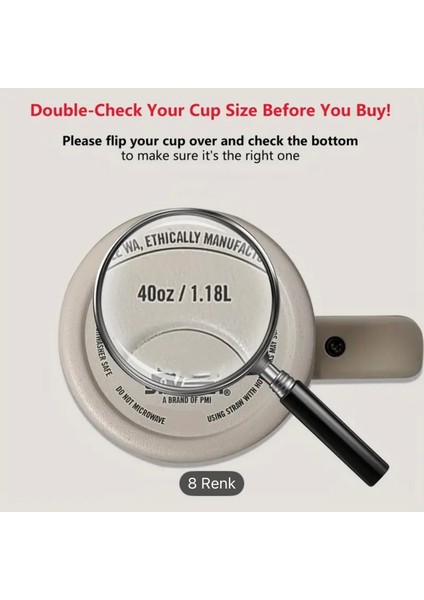 Quencher ile Uyumlu 1.18 Litre Pipetli Dökülmez Sızdırmaz Plastik Kapak Beyaz 1 Adet