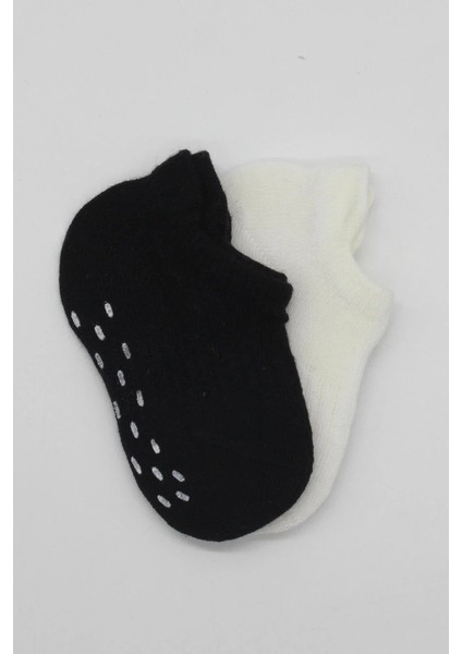 2'li Sneakers Kaymaz Basic Penye Çorap BS20103 Siyah Ekru modelleri