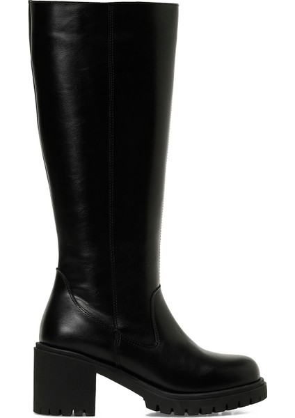 25K-6009 5pr Siyah Kadın Topuklu Çizme