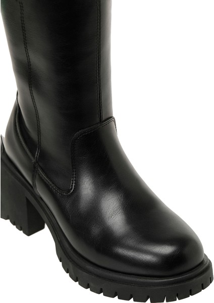 25K-6009 5pr Siyah Kadın Topuklu Çizme