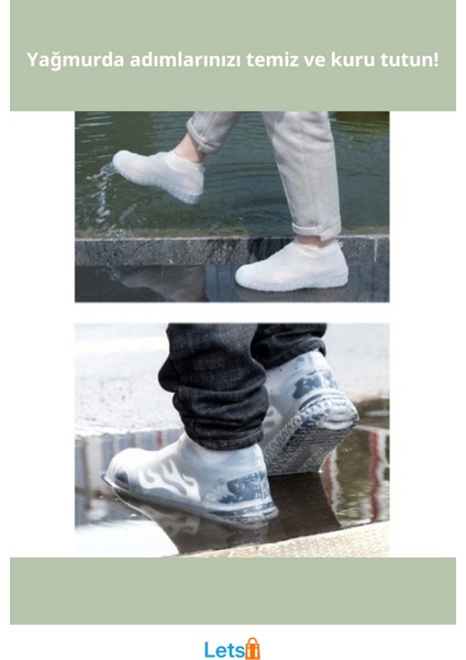 Kaymaz Su Geçirmez Silikon Ayakkabı Kılıfı M Beden Beyaz fiyatları