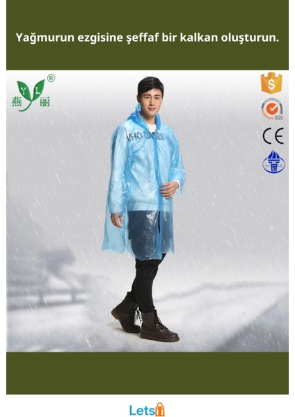 Unisex Ince Şeffaf Yağmurluk Kapüşonlu Dört Çıtçıtlı fiyatları