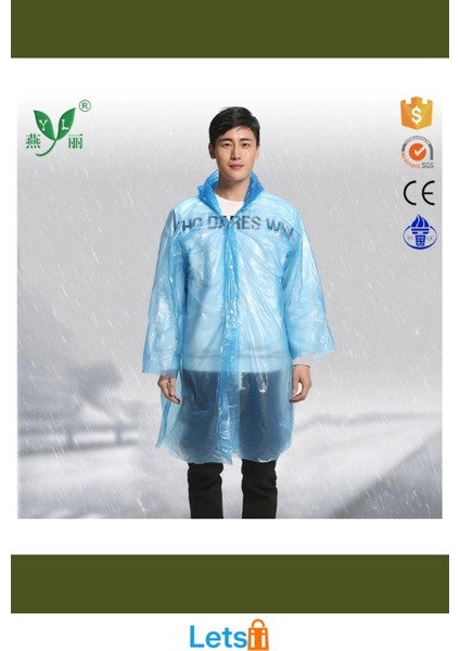 Unisex Ince Şeffaf Yağmurluk Kapüşonlu Dört Çıtçıtlı modelleri