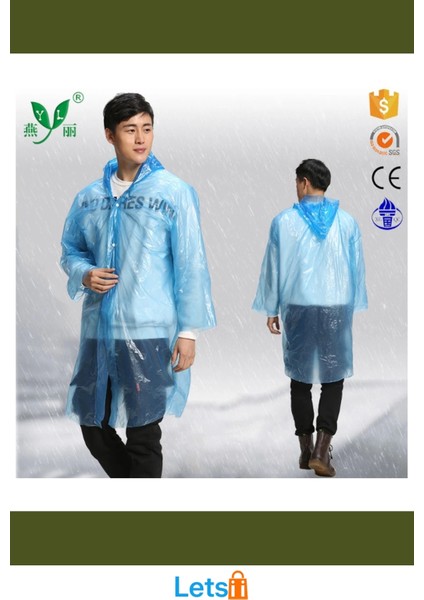 Unisex Ince Şeffaf Yağmurluk Kapüşonlu Dört Çıtçıtlı indirimleri