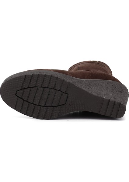 Kadın Kahve Süet Fermuarlı Dolgu Topuklu Bot fırsatları