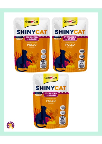Shinycat Pouch Kısırlaştırılmış Kediler Için Tavuklu Yaş Mama 70 gr 3lu
