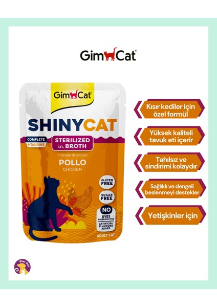 Shinycat Pouch Kısırlaştırılmış Kediler Için Tavuklu Yaş Mama 70 gr 3lu fiyatları
