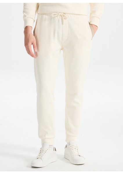 D5WM-EA3828 Krem Relaxed Düz Erkek Eşofman Altı fiyatları