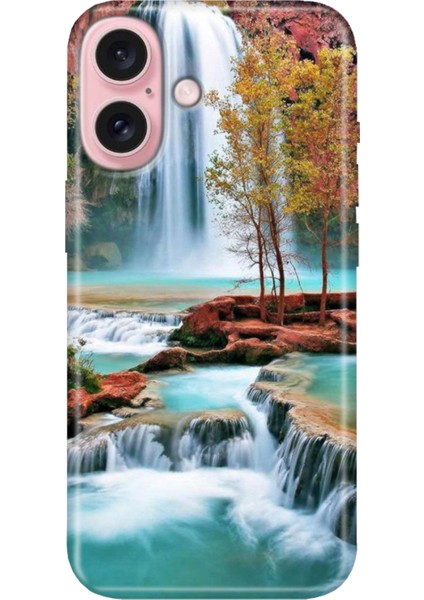 iPhone 17 Camera Productor Kılıf Dekoratif Silikon Baskılı Kapak Şelale