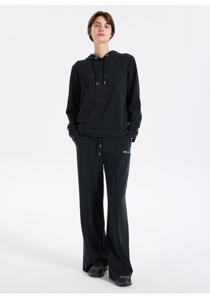D5WL-SWT3614 Siyah Kapüşon Yaka Relaxed Baskılı Kadın Sweatshırt fiyatları