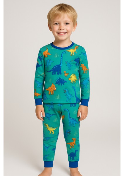 Erkek Çocuk Likralı Penye Kaliteli Dinozor Baskılı Pijama Takımı fiyatları