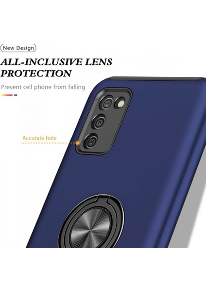 Samsung Galaxy A02S Kılıf Elit Yüzüklü Kapak - Lacivert (K95) fırsatları