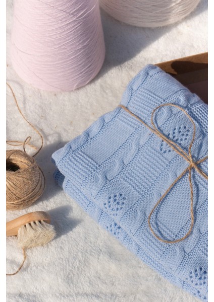 Triko Zarif Yaprak Desenli Mevsimlik Kutulu Bebek Battaniyesi fırsatları