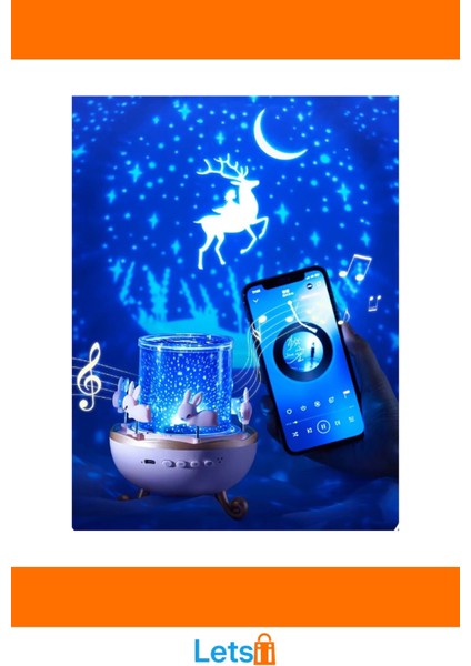 Tavşan Atlıkarınca Bluetooth Müzik Kutusu ve Projektör Işıklı Gece Lambası modelleri