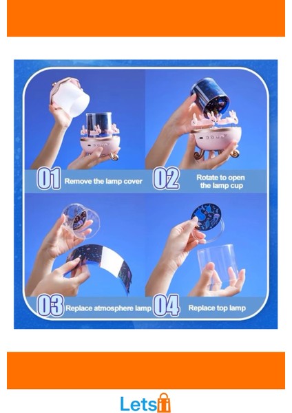 Tavşan Atlıkarınca Bluetooth Müzik Kutusu ve Projektör Işıklı Gece Lambası fırsatları