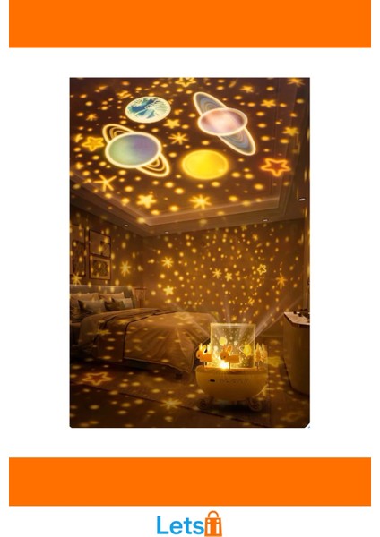 Tavşan Atlıkarınca Bluetooth Müzik Kutusu ve Projektör Işıklı Gece Lambası indirimleri