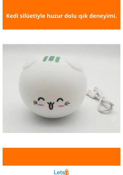 Sevimli Kedi Temalı Silikon Dokunmatik Gece Lambası fiyatları