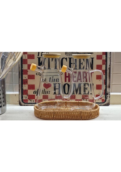 Rattan Standlı Ikili Borosilikat Yağdanlık Seti 900 ml fiyatları