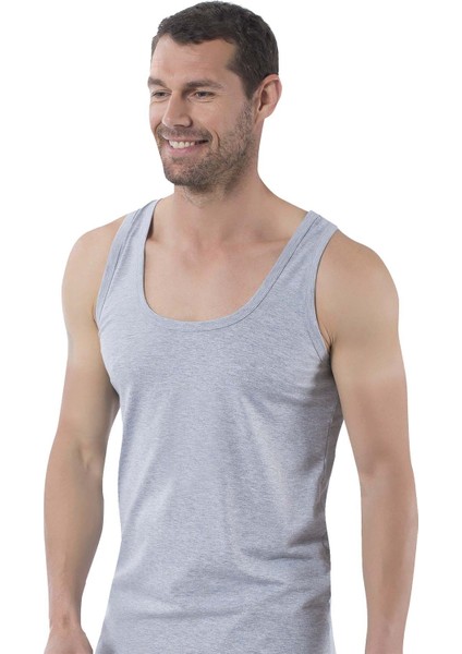 Erkek Pamuklu Penye Süprem Atlet | Gri K0050