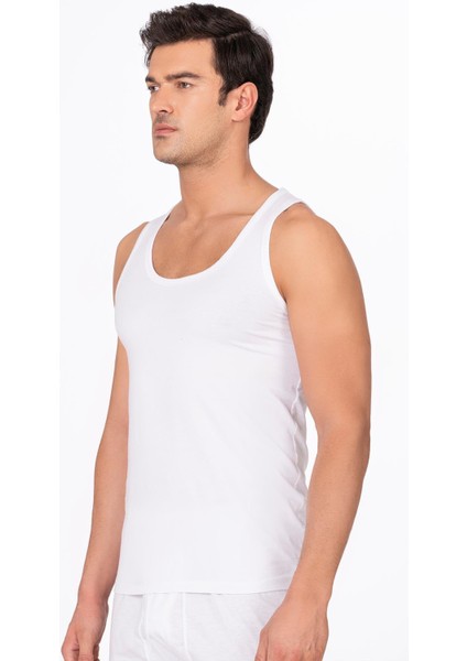 Erkek Pamuklu Modal Esnek Atlet Beyaz | K10852