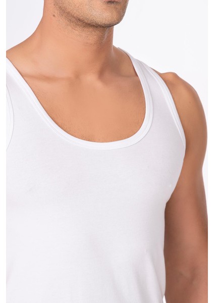 Erkek Pamuklu Modal Esnek Atlet Beyaz | K10852