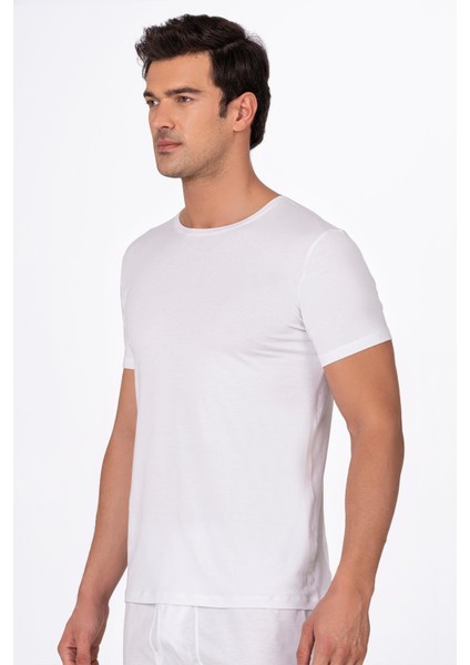 Erkek Pamuklu Modal Tişört Fanila | Beyaz K11144